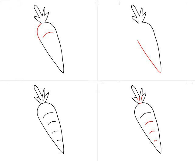 Lições com crianças: como desenhar cenouras em etapas